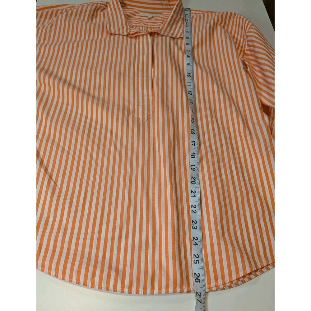 Ann Mashburn Anaya Popover Shirt Size S Striped Orange White 100% Cotton - Picture 10 of 11